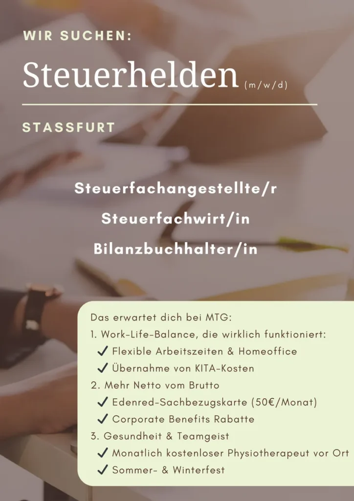 Stellenangebot MTG Steuerberatungsgesellschaft mbH